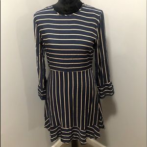 Lush navy striped dress size small NWT